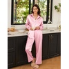 image:imageEkouaer Womens Satin Silky Pajama Set Soft Long PJs Button Down LoungewearPink