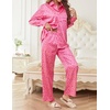 image:imageEkouaer Womens Satin Silky Pajama Set Soft Long PJs Button Down LoungewearPink Leopard Print