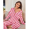 image:imageEkouaer Womens Satin Silky Pajama Set Soft Long PJs Button Down LoungewearPink Yellow Stripes