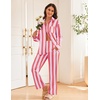 image:imageEkouaer Womens Satin Silky Pajama Set Soft Long PJs Button Down LoungewearPink Yellow Stripes