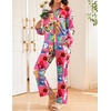 image:imageEkouaer Womens Satin Silky Pajama Set Soft Long PJs Button Down LoungewearRed Cartoon Book Print