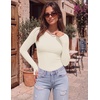 image:imageLong Sleeve Shirts for Women Thumb Hole Fitted Tops Thermal Layering TeesBeige