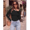 image:imageLong Sleeve Shirts for Women Thumb Hole Fitted Tops Thermal Layering TeesBlack