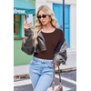 image:imageLong Sleeve Shirts for Women Thumb Hole Fitted Tops Thermal Layering TeesBrown