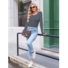 image:imageLong Sleeve Shirts for Women Thumb Hole Fitted Tops Thermal Layering TeesDark Grey
