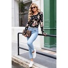 image:imageLong Sleeve Shirts for Women Thumb Hole Fitted Tops Thermal Layering TeesFloral Black