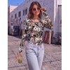 image:imageLong Sleeve Shirts for Women Thumb Hole Fitted Tops Thermal Layering TeesFlroal Printed