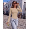 image:imageLong Sleeve Shirts for Women Thumb Hole Fitted Tops Thermal Layering TeesKhaki
