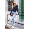 image:imageLong Sleeve Shirts for Women Thumb Hole Fitted Tops Thermal Layering TeesNavy Blue