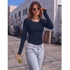 image:imageLong Sleeve Shirts for Women Thumb Hole Fitted Tops Thermal Layering TeesNavy Blue