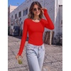 image:imageLong Sleeve Shirts for Women Thumb Hole Fitted Tops Thermal Layering TeesRed