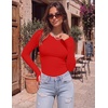image:imageLong Sleeve Shirts for Women Thumb Hole Fitted Tops Thermal Layering TeesRed