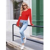 image:imageLong Sleeve Shirts for Women Thumb Hole Fitted Tops Thermal Layering TeesRed