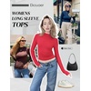 image:imageTurtleneck Tops for Women Long Sleeve Mock Neck Shirts Thermal UnderwearDark Red