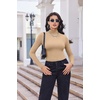 image:imageTurtleneck Tops for Women Long Sleeve Mock Neck Shirts Thermal UnderwearKhaki