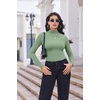 image:imageTurtleneck Tops for Women Long Sleeve Mock Neck Shirts Thermal UnderwearLight Green