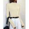 image:imageTurtleneck Tops for Women Long Sleeve Mock Neck Shirts Thermal UnderwearLight Khaki