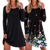 image:imageEkouaer 2 Pack Long Sleeve Nightgown for Women Crew Neck Pleated SleepshirtBlackBlack Butterfly