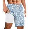 image:imageEkouaer 9 Inch Mens Swim Trunks with Compression Liner 2 in 1 Board ShortsPlant Leaves