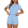 image:imageEkouaer Cute Pajama Sets for Women Summer Short Sleeve Lounge Sets SXXLOcean Blue