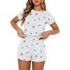 image:imageEkouaer Cute Pajama Sets for Women Summer Short Sleeve Lounge Sets SXXLOcean White
