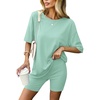 image:imageEkouaer Lounge Sets 2 Piece Summer Outfits 2026 Oversized Biker Short SetsLight Green
