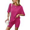 image:imageEkouaer Lounge Sets 2 Piece Summer Outfits 2026 Oversized Biker Short SetsRose Red