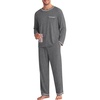 image:imageEkouaer Mens Long Sleeve TShirt Pajama Set Soft 2 Piece Lounge SetDark Dray