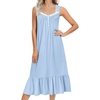 image:imageEkouaer Nightgowns for Women Long Sleeveless Night Gown Button SleepshirtLight Blue