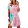 image:imageEkouaer Nightgowns for Women Pleated Nightshirts Short Sleeve SleepshirtsPink  Blue Tie Dye