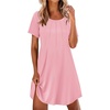image:imageEkouaer Nightgowns for Women Pleated Nightshirts Short Sleeve SleepshirtsPink