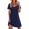 image:imageEkouaer Nightgowns for Women Pleated Sleep Shirts Short Sleeve Night ShirtsNavy Blue
