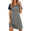 image:imageEkouaer Nightgowns for Women Short Sleeve Night Dress Printed Sleepwear01 Navy Blue