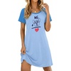 image:imageEkouaer Nightgowns for Women Short Sleeve Night Dress Printed SleepwearAbaby Bluedog