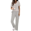 image:imageEkouaer Pajama Sets for Women 2 Piece Short Sleeve Pj V Neck Chest PocketGrey Striped