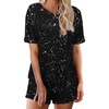 image:imageEkouaer Pajamas Set for Women Short Sleeve Lounge Set 2 Piece Soft Cute PjsBlack Sky