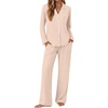 image:imageEkouaer Pajamas for Women Set Long Sleeve Lounge Set Soft Button Down PjsChampagne