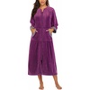 image:imageEkouaer Robes for Women Velour Zipper Robe 34 Sleeve Housecoat with PocketDeep Purple