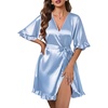 image:imageEkouaer Silk Robes for Women Short Lightweight Bathrobe Satin Kimono RobesBlue