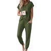 image:imageEkouaer Viscose from Bamboo Womens Pajama Sets Super Soft Short Sleeve Button Top and Pants Pj Sleepwear Sets SXXLArmy Green