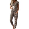 image:imageEkouaer Viscose from Bamboo Womens Pajama Sets Super Soft Short Sleeve Button Top and Pants Pj Sleepwear Sets SXXLBrown Leopard