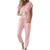 image:imageEkouaer Viscose from Bamboo Womens Pajama Sets Super Soft Short Sleeve Button Top and Pants Pj Sleepwear Sets SXXLLight Pink