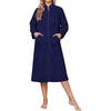 image:imageEkouaer Women Plush Robe Zip Up Bathrobe Fleece Warm Housecoat with PocketsNavy Blue