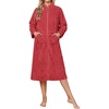 image:imageEkouaer Women Plush Robe Zip Up Bathrobe Fleece Warm Housecoat with PocketsRed