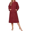 image:imageEkouaer Women Plush Robe Zip Up Bathrobe Fleece Warm Housecoat with PocketsWine Red