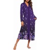image:imageEkouaer Women Zipper Robe Long Sleeve Housecoat Soft Nightgown with PocketsPurple Floral