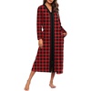image:imageEkouaer Women Zipper Robe Long Sleeve Housecoat Soft Nightgown with PocketsRed and Black Plaid