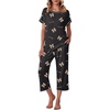 image:imageEkouaer Womens Capri Pajama Sets Print Short Sleeve Sleepwear Top and PantsGood Night Bow Print