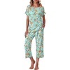 image:imageEkouaer Womens Capri Pajama Sets Print Short Sleeve Sleepwear Top and PantsGreen Flowers