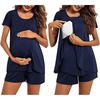 image:imageEkouaer Womens Maternity Nursing Pajamas Set Breastfeeding Sleepwear PjsNavy Blue
